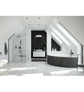 HOESCH iSensi Wanna akrylowa przyścienna do zabudowy z systemem wodno-powietrznym hydromasażu Reviva II 1900x900 biała 3840E