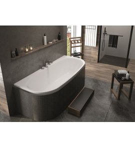 HOESCH iSensi Wanna akrylowa przyścienna do zabudowy z systemem wodno-powietrznym hydromasażu Reviva II 1900x900 biała 3840E