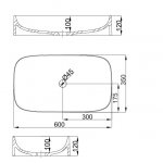 Hoesch La Senia Umywalka stawiana na blat 600x350 mm biały mat 4521.013