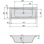HOESCH Largo Wanna akrylowa prostokątna z systemem wodno-powietrznym hydromasażu Reviva II 1900x800 biała 3710E