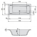 HOESCH Largo Wanna akrylowa prostokątna z systemem wodno-powietrznym hydromasażu Reviva II 1900x900 biała 3691E