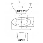 Hoesch Namur Wanna wolnostojąca 1500 x 700 mm biały mat 4405.013305