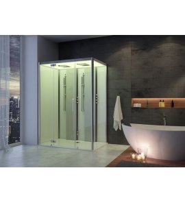 HOESCH SensePerience Kabina parowa prostokątna lewa z brodzikiem z odlewu mineralnego 1600x1000 biała 532361xA.010550