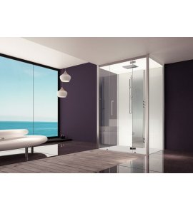 HOESCH SensePerience Kabina parowa kwadratowa przyścienna z brodzikiem z odlewu mineralnego 1000x1000 biała 533111xA.010550