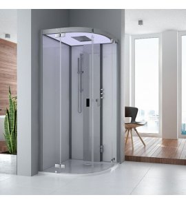 HOESCH SensePerience Kabina parowa półokrągła z brodzikiem z odlewu mineralnego 1000x1000 chrom 533211xA.010550