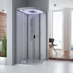 HOESCH SensePerience Kabina parowa półokrągła z brodzikiem z odlewu mineralnego 1000x1000 chrom 533211xA.010550