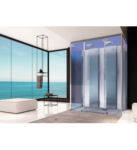 HOESCH SensePerience Kabina parowa prostokątna przyścienna z brodzikiem z odlewu mineralnego 1600x1000 biała 533361xA.010550