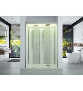 HOESCH SensePerience Kabina parowa prostokątna prawa do montażu we wnęce z brodzikiem z odlewu mineralnego 1600x1000 biała 534361xA.010550 