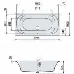 HOESCH Thasos Wanna akrylowa prostokątna z systemem wodno-powietrznym hydromasażu Reviva II 2000x1000 biała 3742E