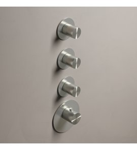 Hotbath Archie Bateria termostatyczna podtynkowa z 3 wylotami element zewnętrzny Brushed steel ARHR3.IX