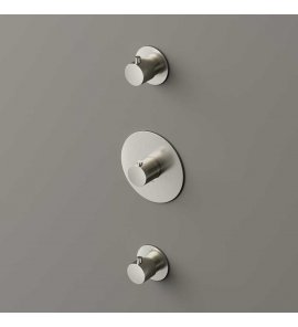 Hotbath Cobber Bateria natryskowa termostatyczna podtynkowa z 2 zaworami element zewnętrzny Brushed nickel CB007.GN