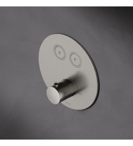 Hotbath Cobber Bateria termostatyczna dwudrożna podtynkowa z przyciskiem element zewnętrzny Brushed nickel PB009.GN