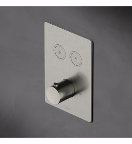 Hotbath Cobber Bateria termostatyczna 2-drożna podtynkowa z przyciskiem element zewnętrzny Brushed nickel PB009Q.GN