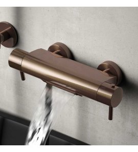 Hotbath Cobber Bateria wannowa termostatyczna ścienna z przełącznikiem i strumieniem wodospadu Brushed copper PVD B021.BCP