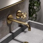 Hotbath Cobber@work Bateria umywalkowa z wylewką 18 cm podtynkowa element zewnętrzny Brushed brass PVD CW005-18.BBP