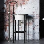 Hotbath Cobber@work Bateria umywalkowa wolnostojąca Brushed nickel CW078W.GN