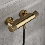 Hotbath Cobber X Bateria natryskowa termostatyczna ścienna Brushed brass PVD CX008.BBP