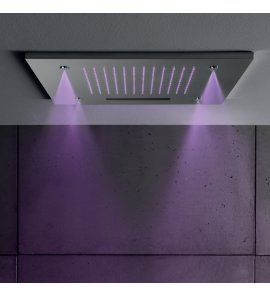 Hotbath Mate Deszczownica podtynkowa z wylewką kaskadową z dyszami mgiełkowymi 50x50 cm z oświetleniem LED Chrome M146.CR