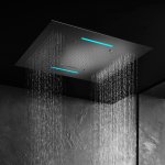 Hotbath Mate Deszczownica podtynkowa z wylewką kaskadową z dyszami mgiełkowymi 95x95 cm z oświetleniem LED Chrome M173.CR