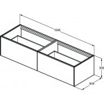Ideal Standard Conca Szafka podwójna pod umywalkę bez blatu 1600x505 mm Opalany ciemny dąb T3984Y4
