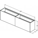 Ideal Standard Conca Szafka podwójna pod umywalkę bez blatu 2000x373 mm Opalany ciemny dąb T3999Y4
