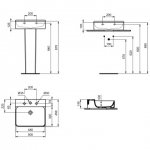 Ideal Standard Conca Umywalka ścienna 500x450 mm 3-otworowa Biały T378601