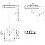 Ideal Standard Conca Umywalka ścienna 600x450 mm 3-otworowa bez otworu przelewowego Biały T379101 w cenniku jest na czerwono 