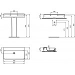 Ideal Standard Conca Umywalka ścienna 800x450 mm bez otworu na baterię i bez otworu przelewowego Biały T379701