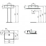 Ideal Standard Conca Umywalka ścienna 500x450 mm z otworem na baterię Biały T381501