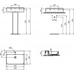 Ideal Standard Conca Umywalka ścienna 600x450 mm z otworem na baterię Biały T381801