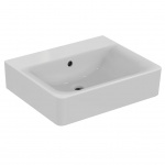 Ideal Standard Connect Umywalka CUBE 55 cm, bez otworu na baterię i z przelewem biała E8111MA