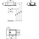 Ideal Standard Extra Umywalka ścienna 450x250 mm bez otworu na baterię, Lewa Biały T392101
