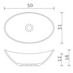 Inbalia Laguna Umywalka nablatowa 50x31 biały połysk WBOC00105C00G110I