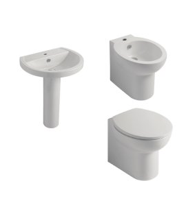 Kerasan Bit Zestaw: umywalka 62x49 + postument + bidet stojący + miska stojąca + deska 444001+447001+442001+441601+448801 WIETRZENIE MAGAZYNÓW !!! (K)