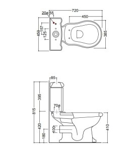 Kerasan Retro Miska WC do kompaktu 38,5x72 cm biały 101301