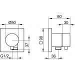 Keuco IXMO Zawór podtynkowy odcinający z przyłączem węża DN 15, Chrom 59541011102