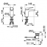 Keuco MOLL Bateria umywalkowa jednouchwytowa 100, z korkiem, Chrom 52704010000