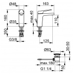 Keuco MOLL Bateria umywalkowa jednouchwytowa 120, z korkiem, Chrom 52702010000