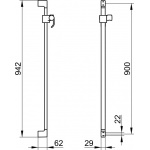 Keuco Moll Drążęk prysznicowy 900 mm, Chrom 52785010900