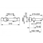 Keuco Plan Blue Bateria wannowa ścienna, Chrom 53920010100