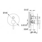   KOHLMAN Axel Bateria natryskowa podtynkowa złoty połysk QW210AGD