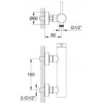  KOHLMAN Axel Bateria prysznicowa natynkowa czarny mat QW120AB