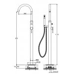  KOHLMAN Axel Bateria wannowa wolnostojąca z obrotową wylewką czarny mat QF1165AB