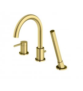   KOHLMAN Axel Bateria wannowa 3-otworowa z obrotową wylewką złoty połysk QB241AGD