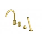   KOHLMAN Axel Bateria wannowa 4-otworowa z obrotową wylewką złoty połysk QB244AGD