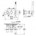 KOHLMAN Axel Bateria wannowa z termostatem podtynkowa grafit QW265AG