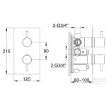 KOHLMAN Axel Bateria wannowo-prysznicowa termostatyczna podtynkowa z trzema wyjściami chrom QW433A