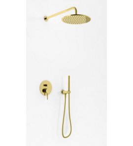   KOHLMAN Axel Zestaw prysznicowy podtynkowy z deszczownicą 25 cm złoty połysk QW210AGDR25