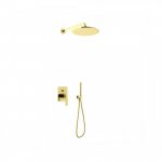    KOHLMAN Experience Brushed Gold Zestaw prysznicowy podtynkowy z deszczownicą Ø 25 cm Złoty szczotkowany/Gold Brushed QW210EGDBR25