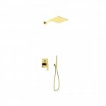    KOHLMAN Experience Brushed Gold Zestaw prysznicowy podtynkowy z deszczownicą 25x25 cm Złoty szczotkowany/Gold Brushed QW210EGDBQ25